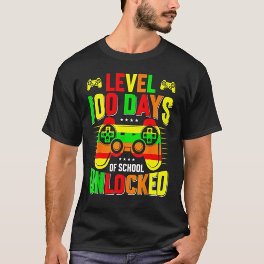 Level 100 Days Of School Unlocked Gamer Video Game Tシャツ (正面)