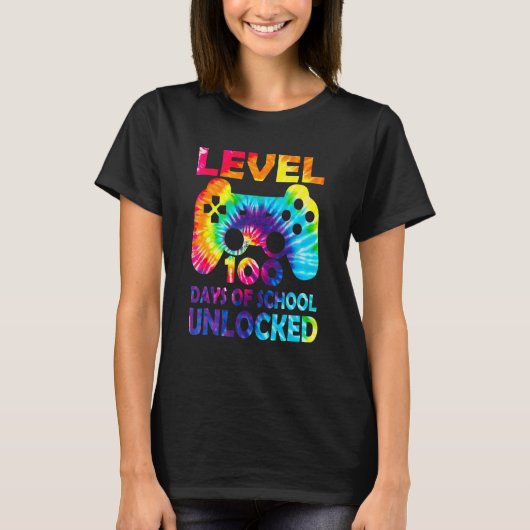 Level 100 Days Of School Unlocked Gamer Video Game Tシャツ (正面)