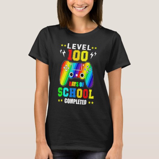 Level 100 Days Of School Unlocked Gamer Video Game Tシャツ (正面)