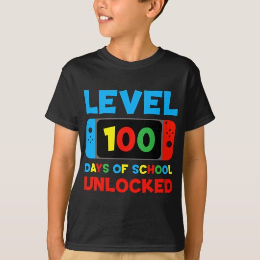 Level 100 Days of School Unlocked Kids T-Shirt  Tシャツ (正面)