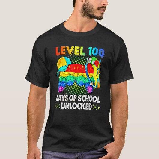 Level 100 Days Of School Unlocked Poppin Video Gam Tシャツ (正面)
