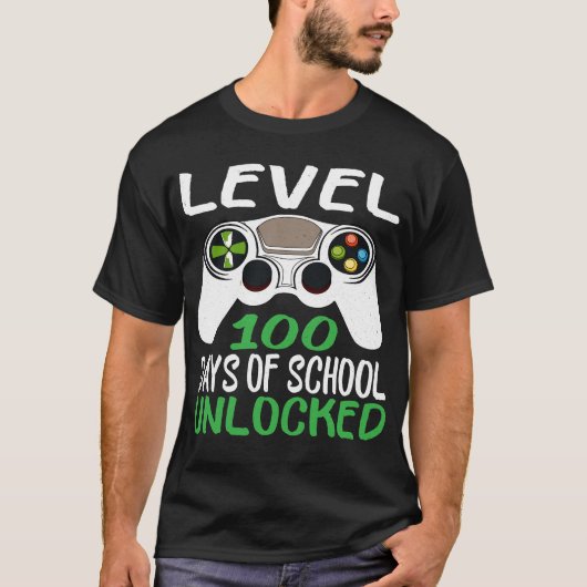 Level 100 Days Of School Unlocked T-Shirt Tシャツ (正面)