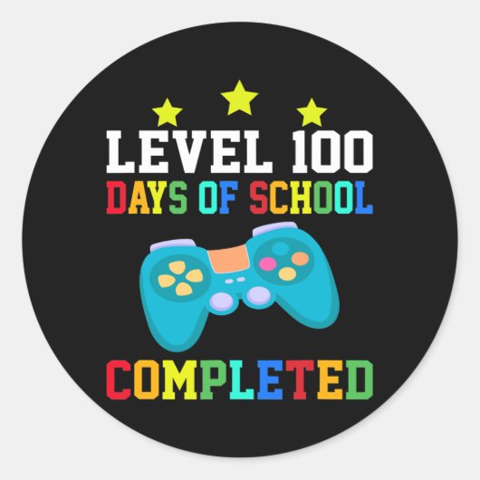 LEVEL 100 DAYS OF SCHOOL Video Game Teachers ラウンドシール (正面)
