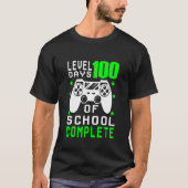 Level 100th Day Unlocked Gamepad Happy 100 Days of Tシャツ (正面)