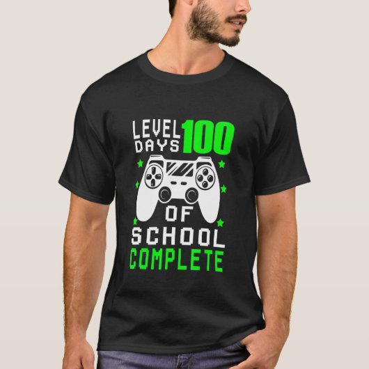 Level 100th Day Unlocked Gamepad Happy 100 Days of Tシャツ (正面)