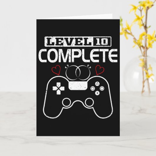 Level 10 Complete 10 Years Wedding Anniversary Vid カード (黄色い花)