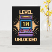 Level 10 Unlock Birthday Gamer 10 Year Old Video G カード (黄色い花)