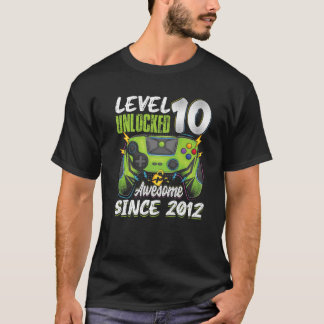 Level 10 Unlocked Awesome 2012 10Th Birthday Boy V Tシャツ