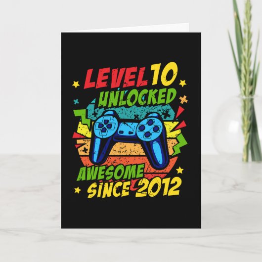 Level 10 Unlocked Awesome 2012 Game 10th Birthday カード (正面)