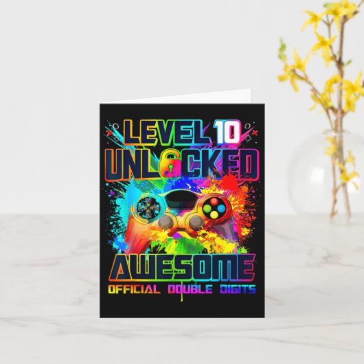 Level 10 Unlocked Awesome Gaming Birthday Boy 10th カード (黄色い花)