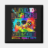 Level 10 Unlocked Awesome Gaming Birthday Boy 10th マグネット (正面)