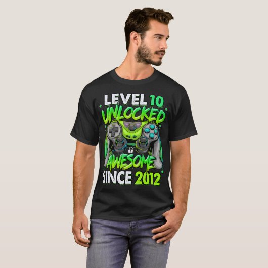 Level 10 Unlocked Awesome Since 2012 10th Birthday Tシャツ (正面フル)