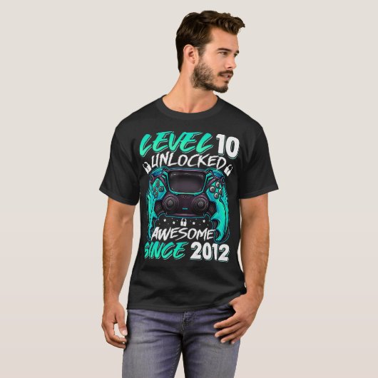 Level 10 Unlocked Awesome Since 2012 10th Birthday Tシャツ (正面フル)