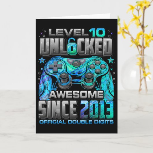 Level 10 Unlocked Awesome Since 2013 10th Birthday カード (黄色い花)