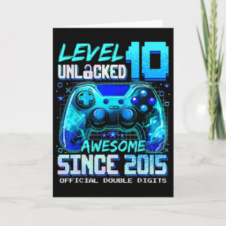 Level 10 Unlocked Awesome Since 2015 10th Birthday カード
