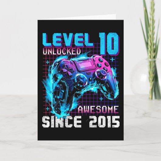Level 10 Unlocked Awesome Since 2015 10th Birthday カード (正面)