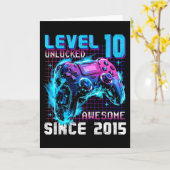 Level 10 Unlocked Awesome Since 2015 10th Birthday カード (黄色い花)