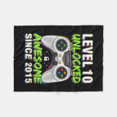 Level 10 Unlocked Awesome Since 2015 10th Birthday フリースブランケット (正面(横))