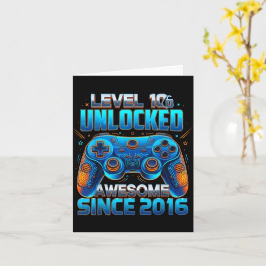 Level 10 Unlocked Awesome Since 2016 10th Birthday カード (黄色い花)