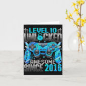 Level 10 Unlocked Awesome Since 2016 10th Birthday カード (黄色い花)