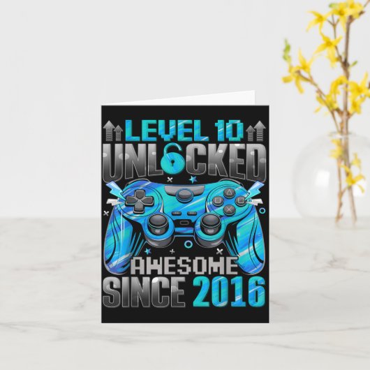 Level 10 Unlocked Awesome Since 2016 10th Birthday カード (黄色い花)