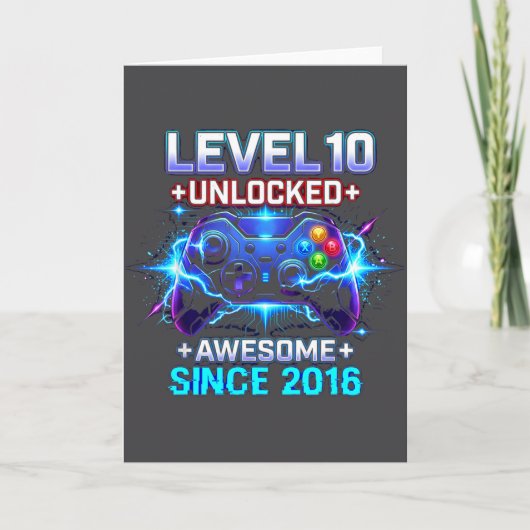 Level 10 Unlocked Awesome Since 2016 10th Birthday カード (正面)