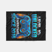 Level 10 Unlocked Awesome Since 2016 10th Birthday フリースブランケット (正面(横))