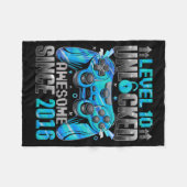 Level 10 Unlocked Awesome Since 2016 10th Birthday フリースブランケット (正面(横))