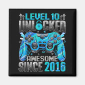 Level 10 Unlocked Awesome Since 2016 10th Birthday マグネット (正面)