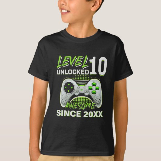 Level 10 Unlocked - Fun Birthday 10 Gamer  Tシャツ (正面)