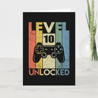 Level 10 Unlocked Funny Video Gamer 10th Birthday  カード