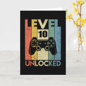 Level 10 Unlocked Funny Video Gamer 10th Birthday カード (黄色い花)