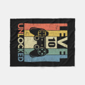 Level 10 Unlocked Funny Video Gamer 10th Birthday フリースブランケット (正面(横))