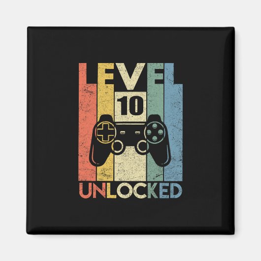 Level 10 Unlocked Funny Video Gamer 10th Birthday  マグネット (正面)