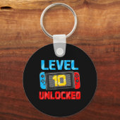 Level 10 Unlocked Gamer 10th Birthday Gift Video G キーホルダー (正面)