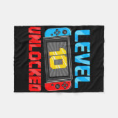 Level 10 Unlocked Gamer 10th Birthday Gift Video G フリースブランケット (正面(横))