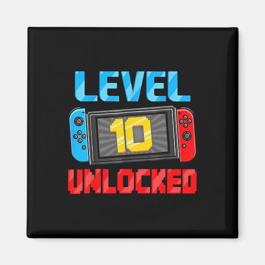 Level 10 Unlocked Gamer 10th Birthday Gift Video G マグネット (正面)