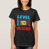 Level 10 Unlocked Gamer 10th Birthday Gift Video G Tシャツ (正面)