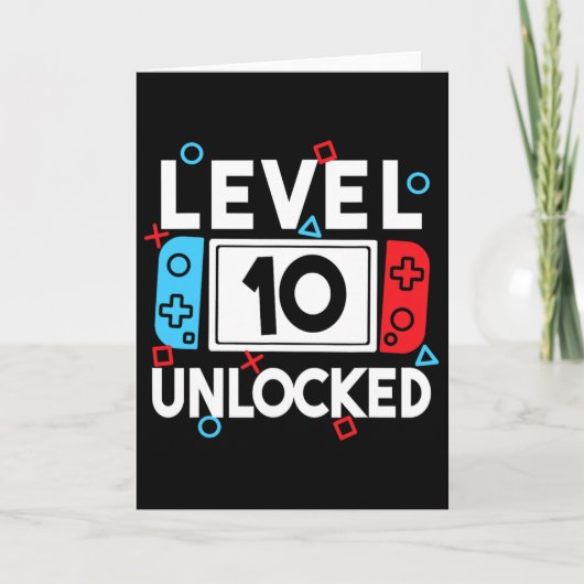 Level 10 Unlocked Gamer 10th Birthday Video Game B カード (正面)
