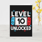Level 10 Unlocked Gamer 10th Birthday Video Game B カード (黄色い花)