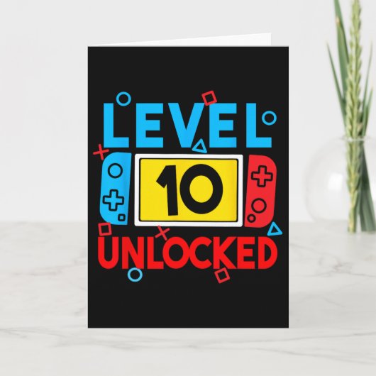 Level 10 Unlocked Gamer 10th Birthday Video Game B カード (正面)