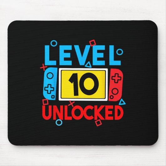 Level 10 Unlocked Gamer 10th Birthday Video Game B マウスパッド (正面)