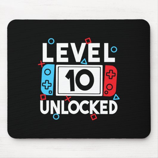 Level 10 Unlocked Gamer 10th Birthday Video Game B マウスパッド (正面)