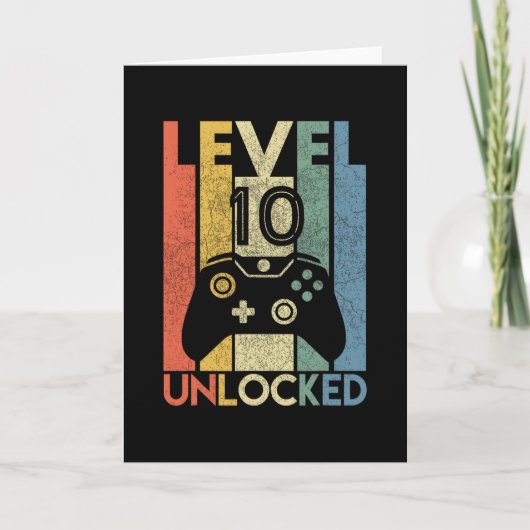 Level 10 Unlocked Shirt Funny Video Gamer 10th Bir カード (正面)