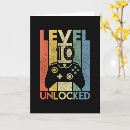 Level 10 Unlocked Shirt Funny Video Gamer 10th Bir カード (黄色い花)