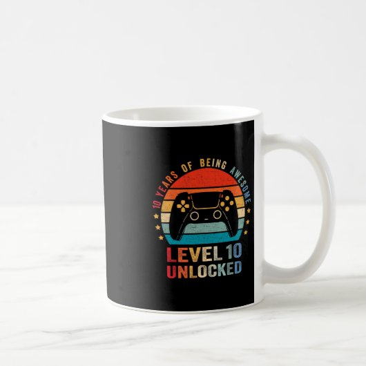 Level 10 Unlocked Shirt Funny Video Gamer 10th Bir コーヒーマグカップ (右)