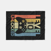 Level 10 Unlocked Shirt Funny Video Gamer 10th Bir フリースブランケット (正面(横))