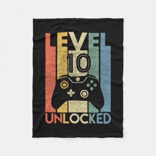 Level 10 Unlocked Shirt Funny Video Gamer 10th Bir フリースブランケット (正面)