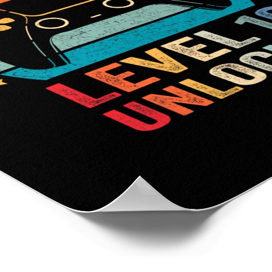 Level 10 Unlocked Shirt Funny Video Gamer 10th Bir ポスター (角)