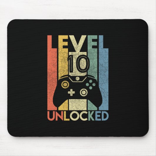 Level 10 Unlocked Shirt Funny Video Gamer 10th Bir マウスパッド (正面)